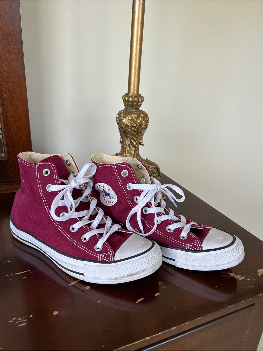Converse High Top Sneakers - Burgundy with White